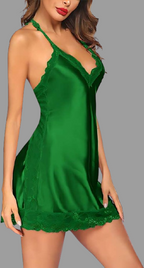 Green Silken Sultry Night Dress For Women