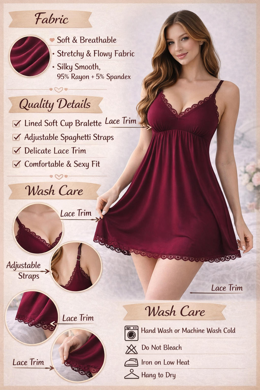 Plum Satin Wine Lace-Back Evening Dress