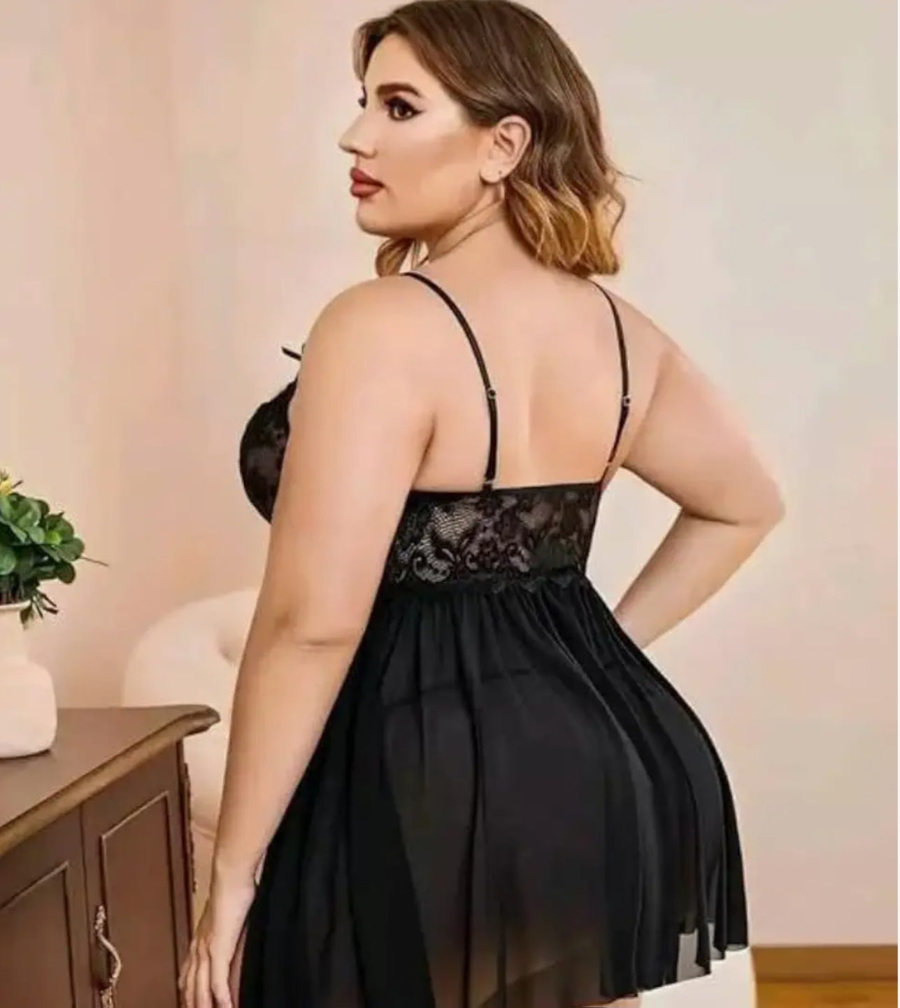 Black Lace Babydoll Lingerie Set