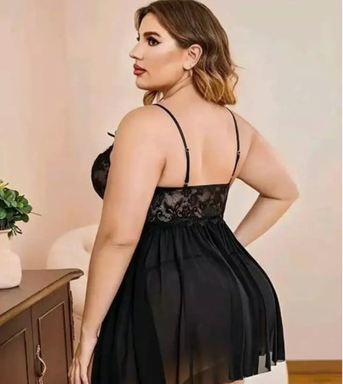 Black Lace Babydoll Lingerie Set