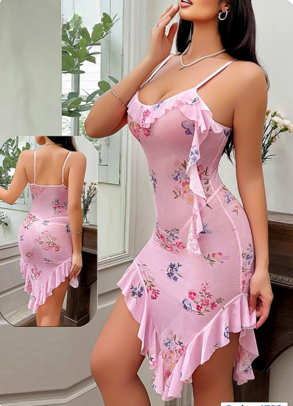 Blush Bloom Ruffle Bodycon Dress
