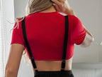 Bold Suspenders Mini Skirt dress For Woman
