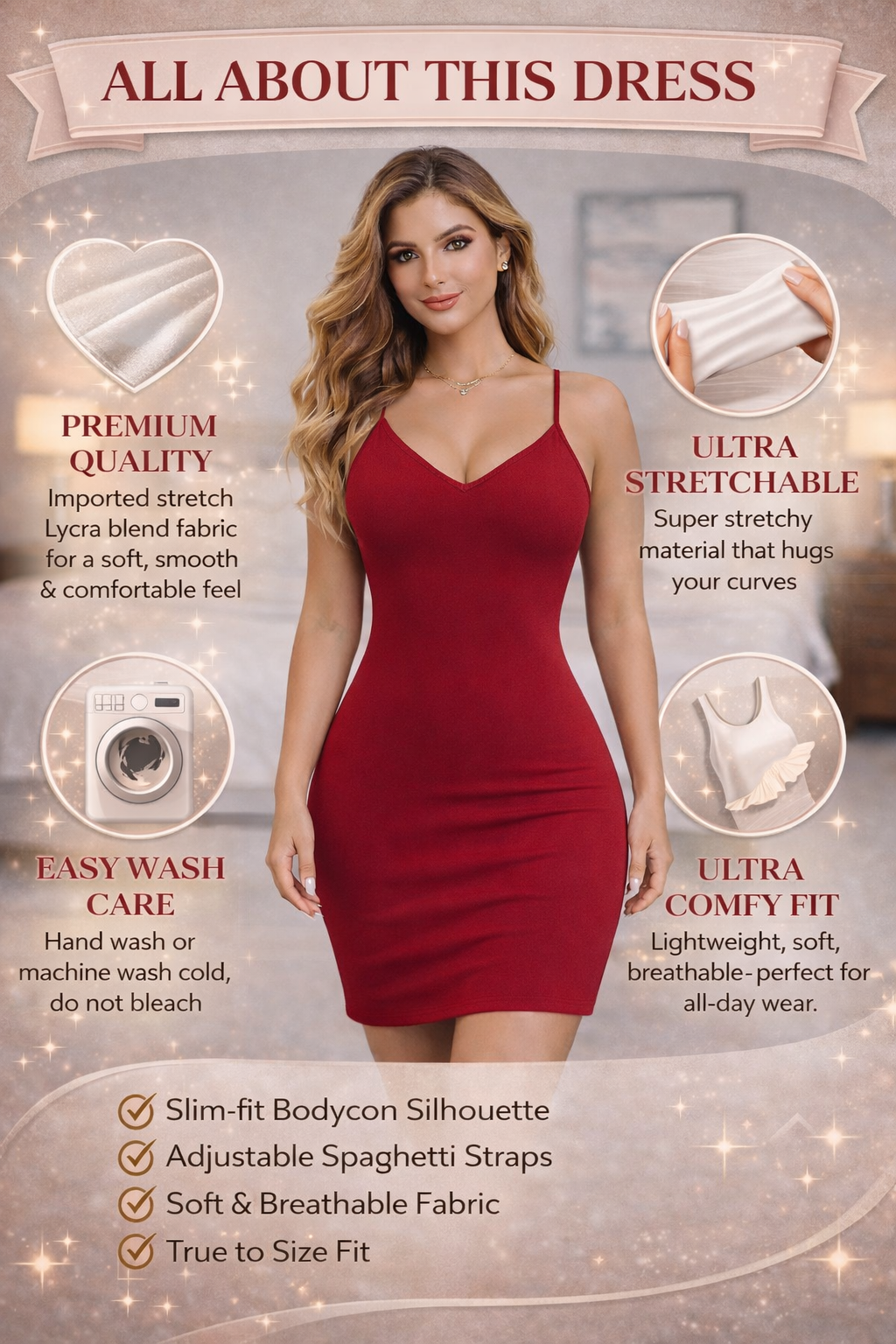 Crimson Elegance Wine Bodycon Dress