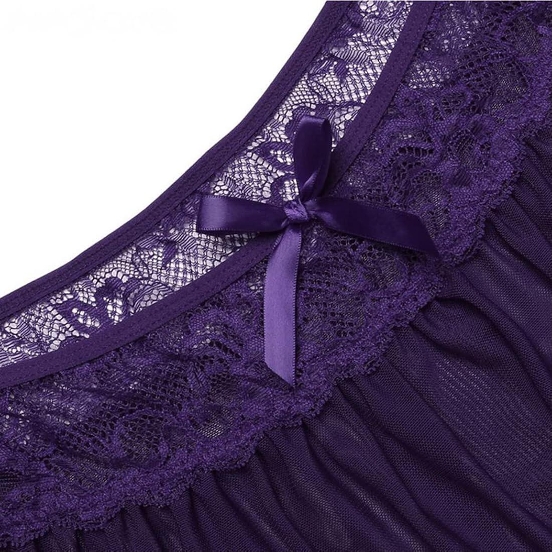 Purple Mini Chemise Babydoll Lingerie Set For Women