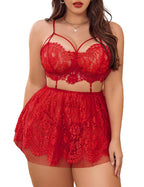 Red Curvy Babydoll Lingerie Set For Women