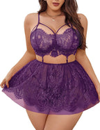 Purple Curvy Babydoll Lingerie Set For Women