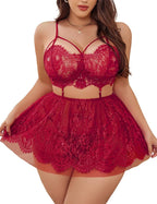 Red Curvy Babydoll Lingerie Set For Women