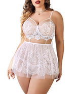 White Curvy Babydoll Lingerie Set For Women