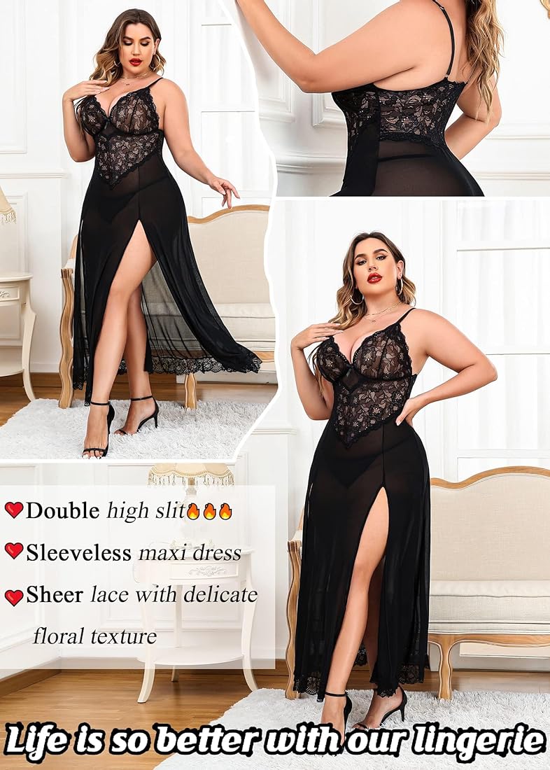 Black Long Gown Babydoll Dress For Women