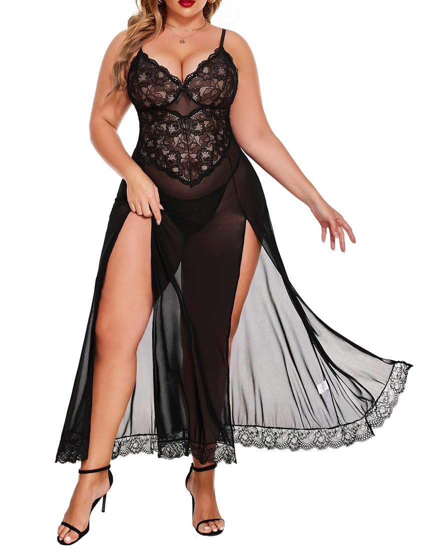 Black Long Gown Babydoll Dress For Women