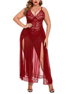 Maroon Long Gown Babydoll Set For Women