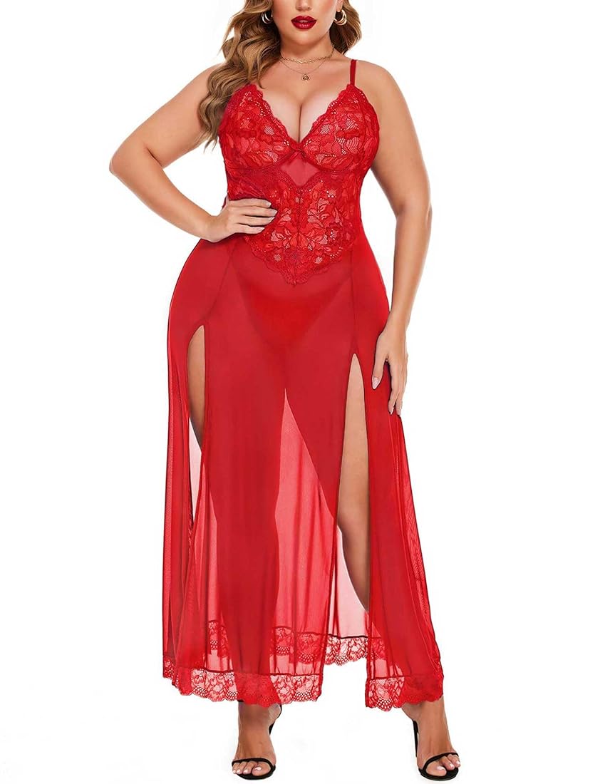 Red Long Gown Babydoll Dress For Women