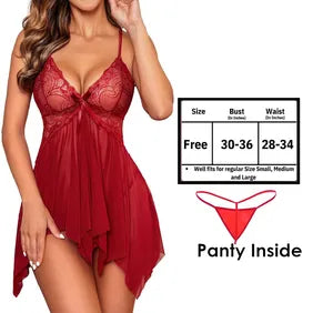 Maroon Honeylicious Babydoll Lingerie Set For Women