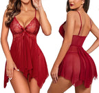 Maroon Honeylicious Babydoll Lingerie Set For Women