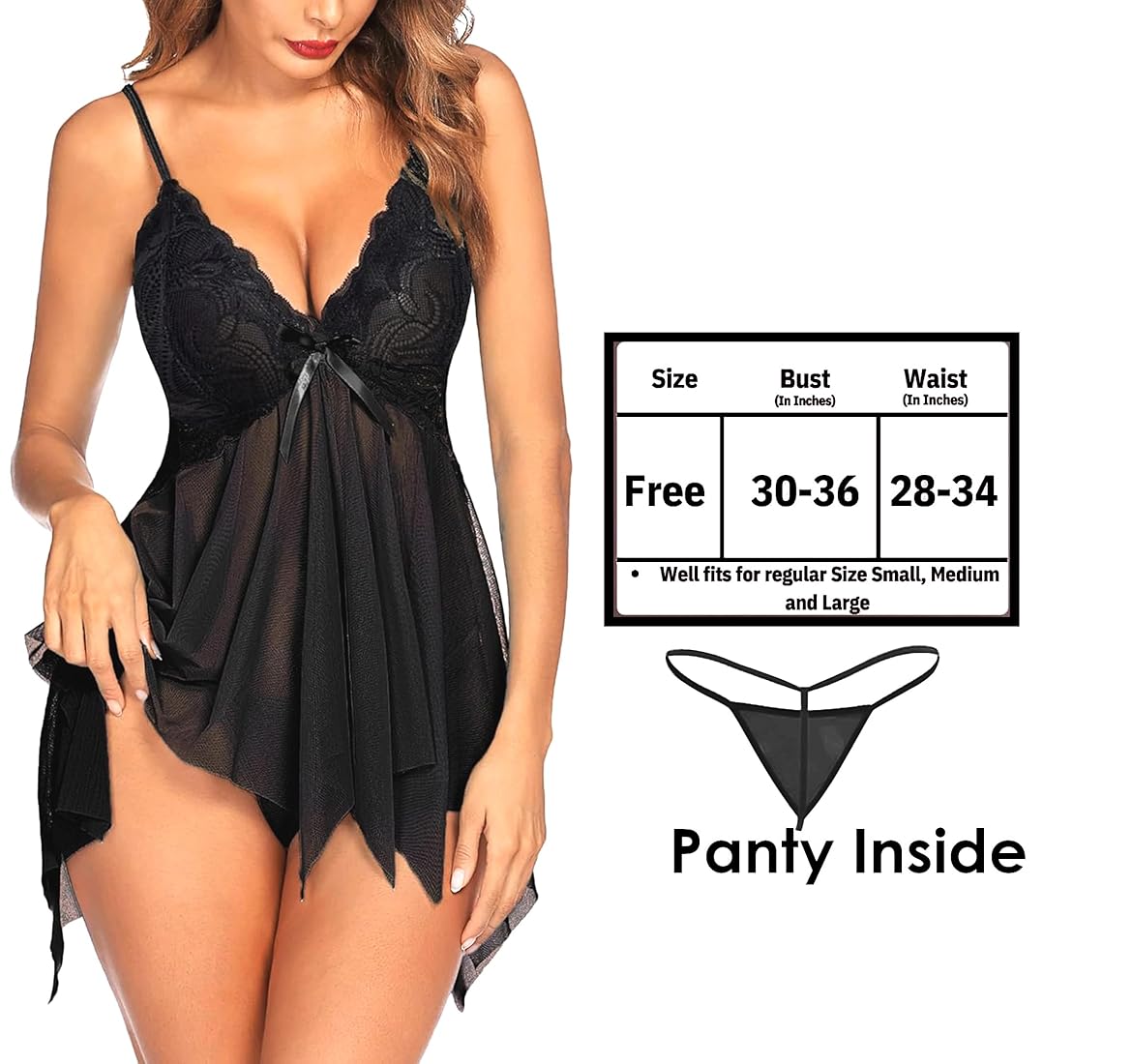 Black Honeylicious Babydoll Lingerie Set For Women