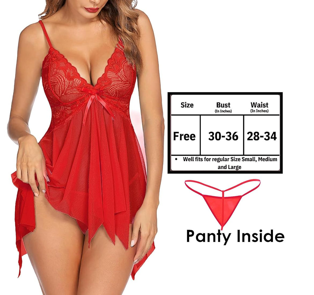 Red Honeylicious Babydoll Lingerie Set For Women