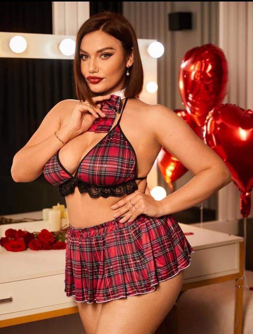 Multicolour Curvy School Girl Roleplay Costume For Women