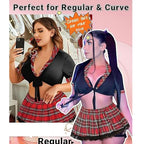 Multicolour Baddie School Girl Roleplay Costume For Women