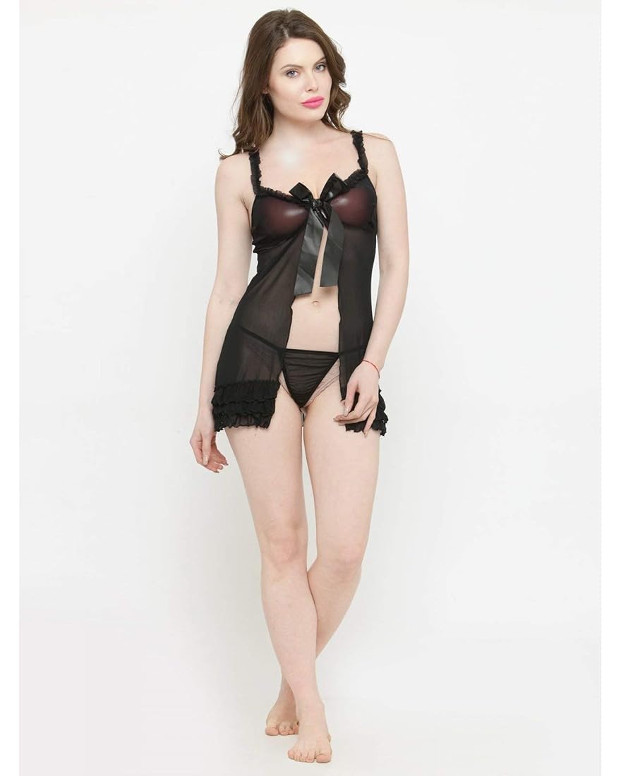 Black Honeymoon Babydoll lingerie Set For Women