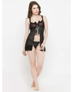 Black Honeymoon Babydoll lingerie Set For Women