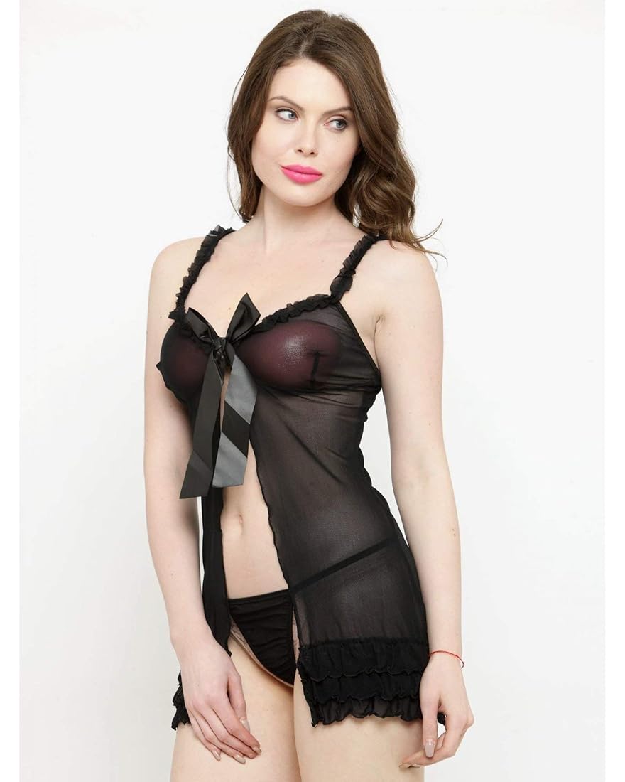 Black Honeymoon Babydoll lingerie Set For Women
