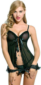 Black Handcuff Babydoll lingerie Set For Women