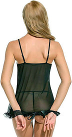Black Handcuff Babydoll lingerie Set For Women