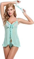 Blue Handcuff Babydoll Lingerie Set For Woman