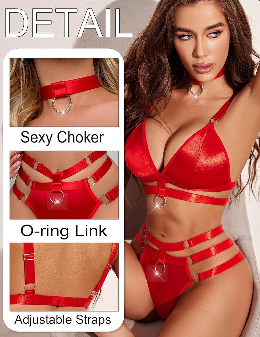 Red Choker Lingerie Set For Women
