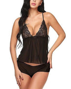 Black Lacely Cami Lingerie Set For Women