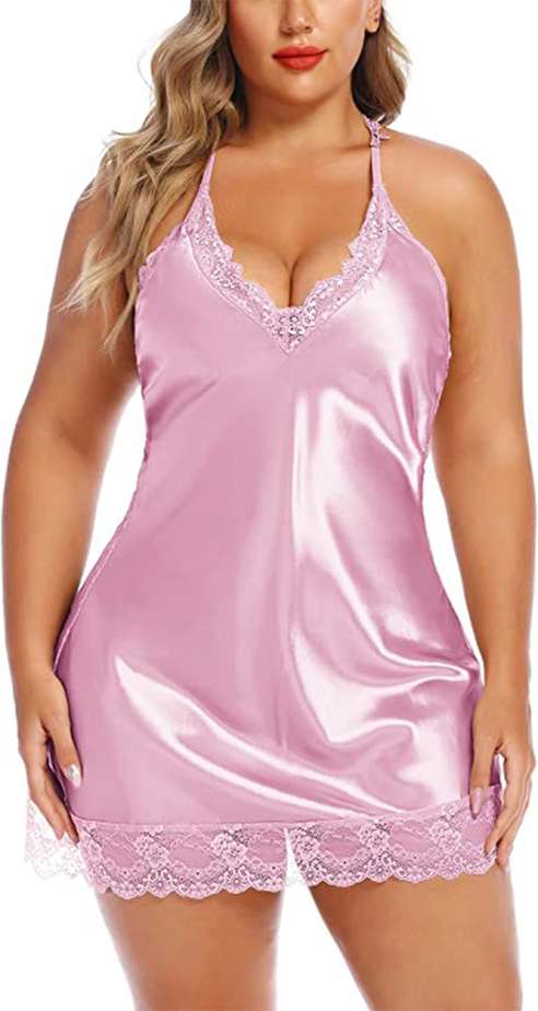 Light Pink Silken Sultry Night Dress For Women
