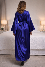 Flairyx Luxury Blue Satin Robe Dress