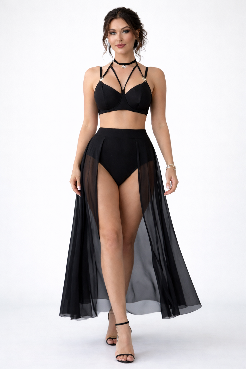 Black Rich Lust Self Design Babydoll lingerie Set
