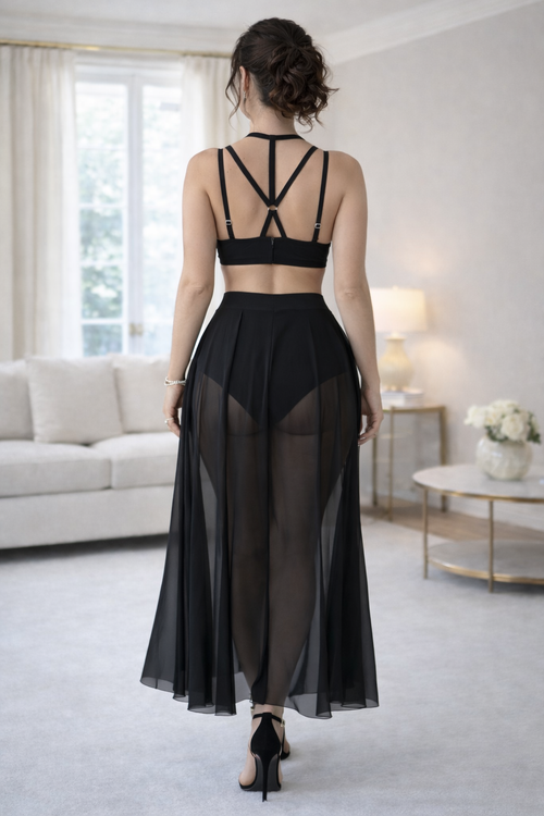 Black Rich Lust Self Design Babydoll lingerie Set
