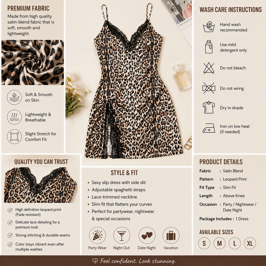 Wild Leopard Lace Slip Dress