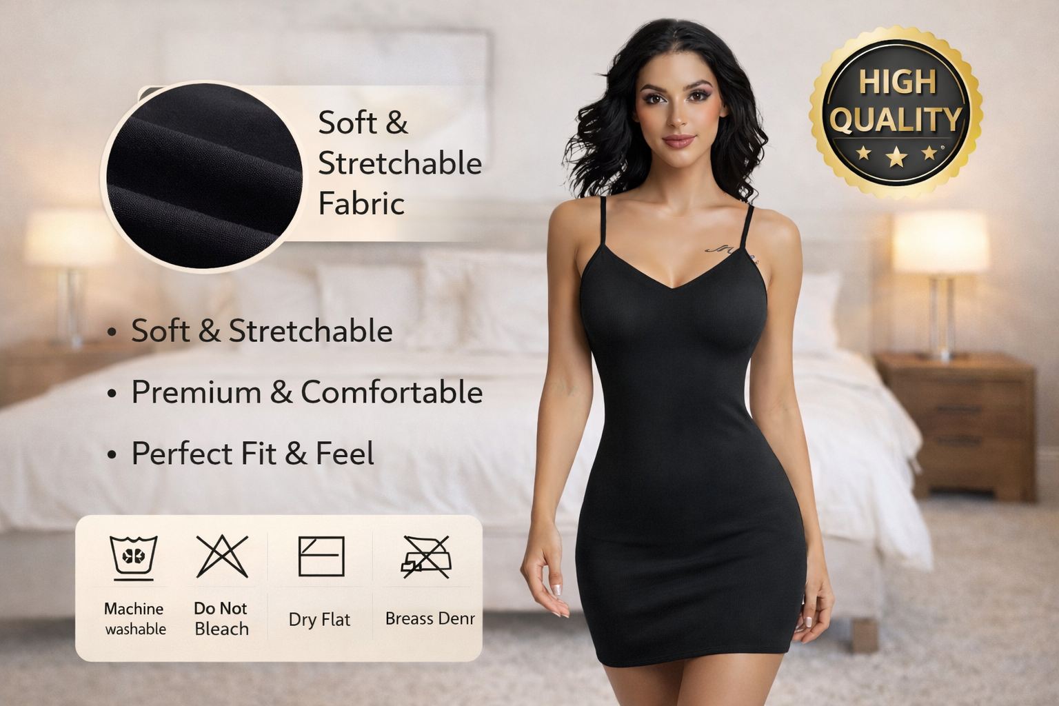 Midnight Charm Black Bodycon Dress