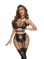 Midnight Lace Harness Lingerie Set