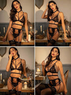 Midnight Lace Harness Lingerie Set