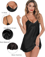 Midnight Muse Black Satin Slip Dress