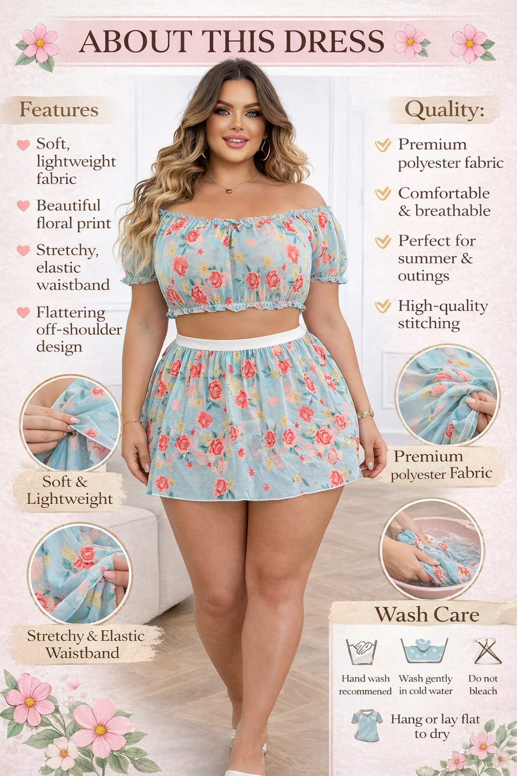 Sky Blue Floral Co-Ord Set
