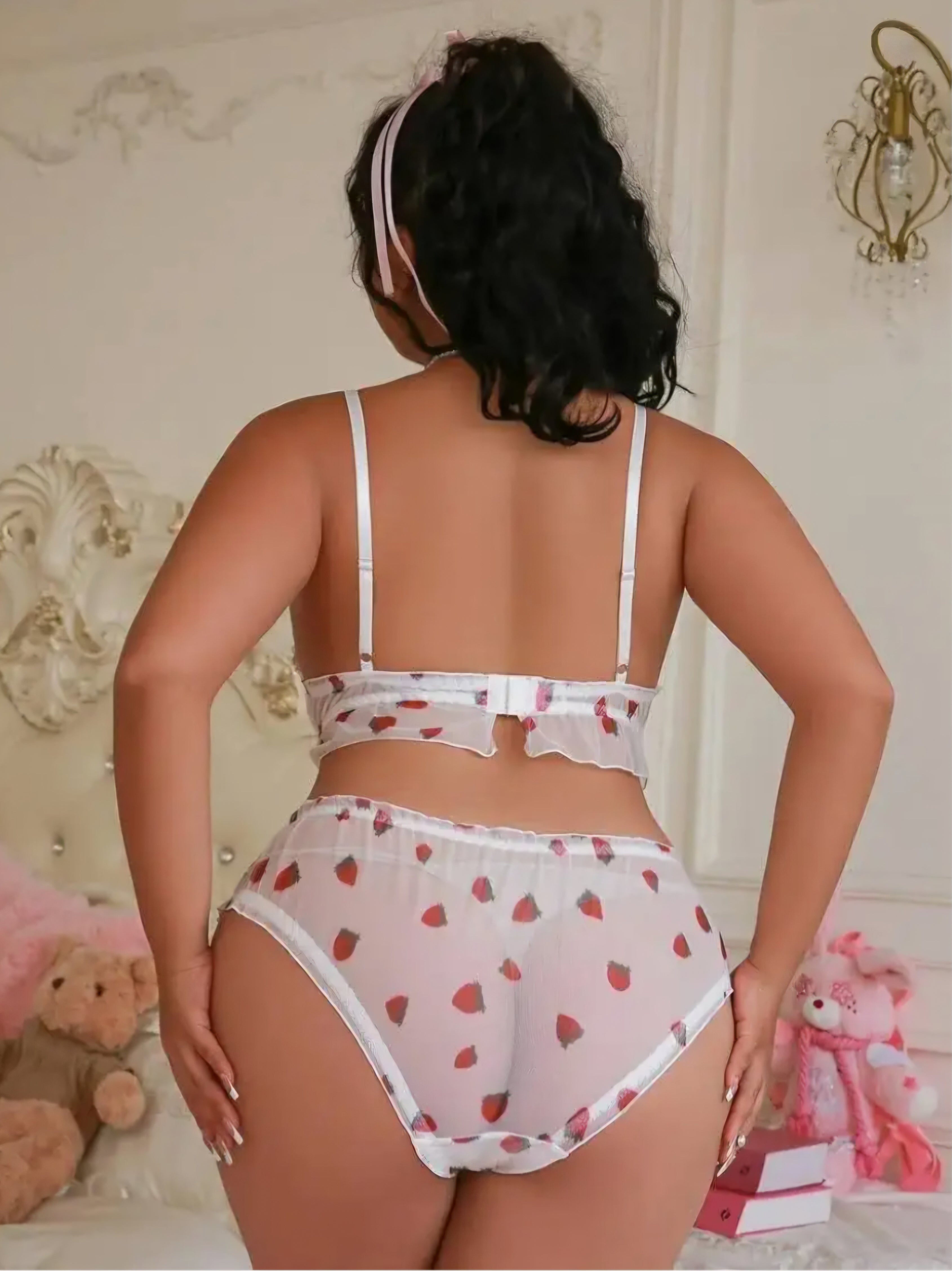 Strawberry Charm Frill Lingerie Set