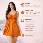 Sunset Orange Lace Babydoll Night dress
