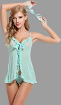 Blue Handcuff Babydoll Lingerie Set For Woman