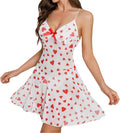 White Heart Print Flare Mini Dress