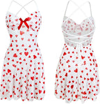 White Heart Print Flare Mini Dress