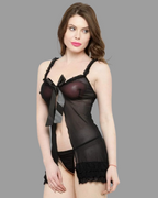 Black Honeymoon Babydoll lingerie Set For Women
